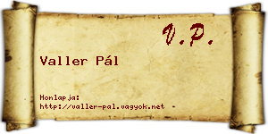 Valler Pál névjegykártya